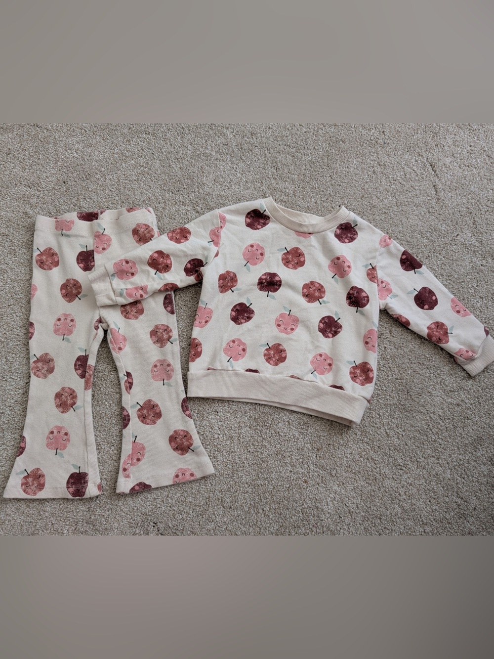 Petit Lem Cream Pink and Maroon Floral Kids Pajama Set
